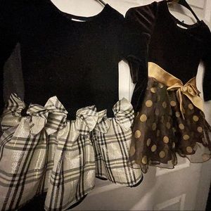 2 Beautiful girls dresses. Brown/gold black white